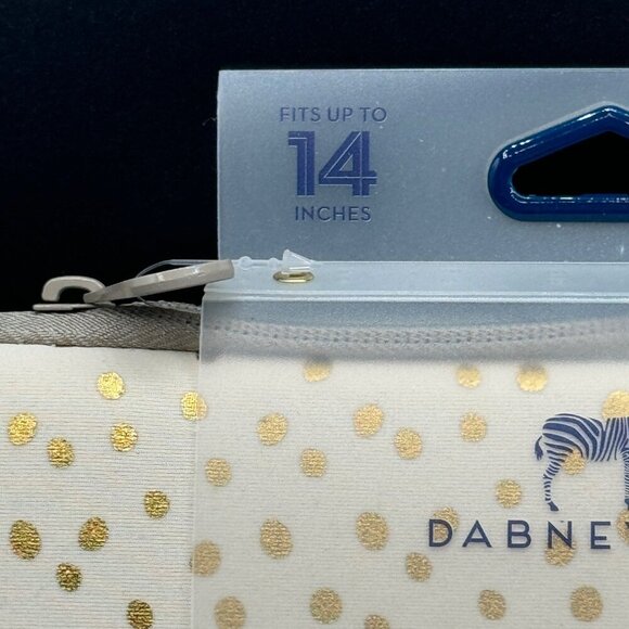 Dabney Lee fabric sleeve for laptops or Ultrabooks 14” white gold polka dots vel - Picture 3 of 12